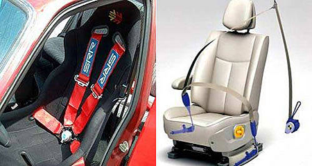 三点式安全带的正确系法是将斜拉部分从肩膀的